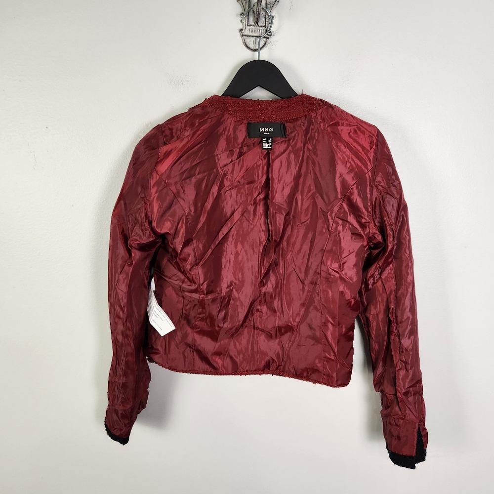 EUC Mango MNG x Kate Moss Boucle Cropped Blazer/Jacket Chain Detail Size XS #708 - Picture 8 of 10